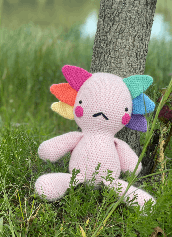 Rainbow Axolotl Amigurumi Doll
